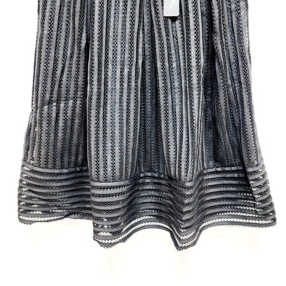 Black Mesh Striped A-Line Skirt By Haute Monde Size L Womens Elegant Mid-Length - Picture 8 of 12